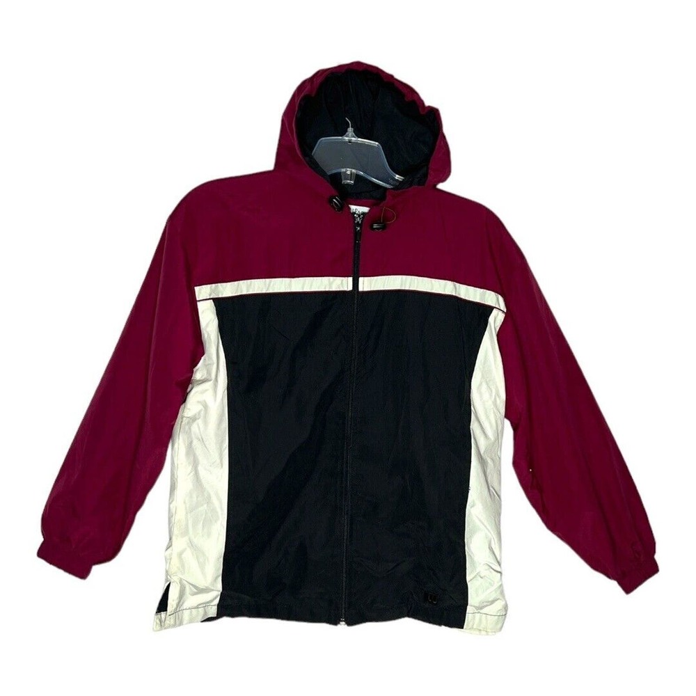 Wilson Jacket Mens Small White Black Burgundy Colorblock Long Sleeve Workout